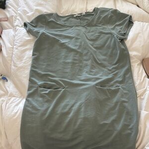 Sigrid Olsen Sage Green Short Sleeve Dress